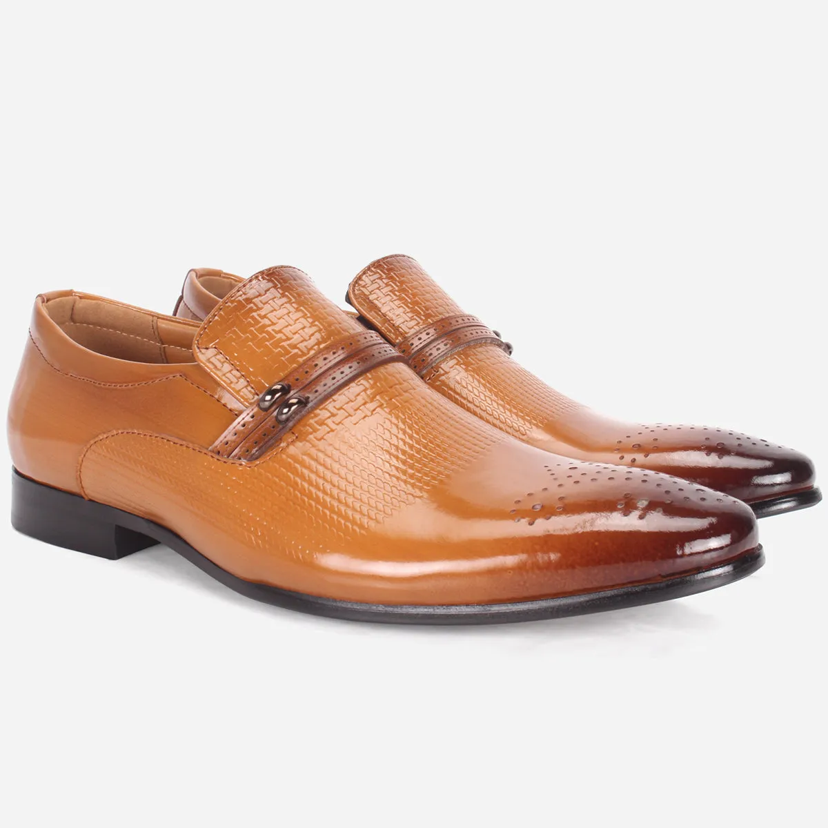 Mens "MILANO" Leather Dress Formal Slide In Shoes