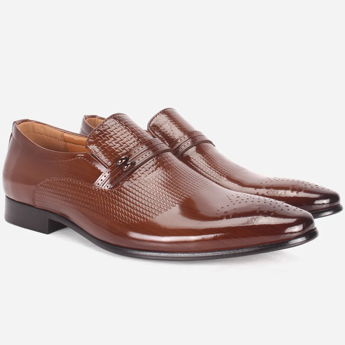Mens "MILANO" Leather Dress Formal Slide In Shoes