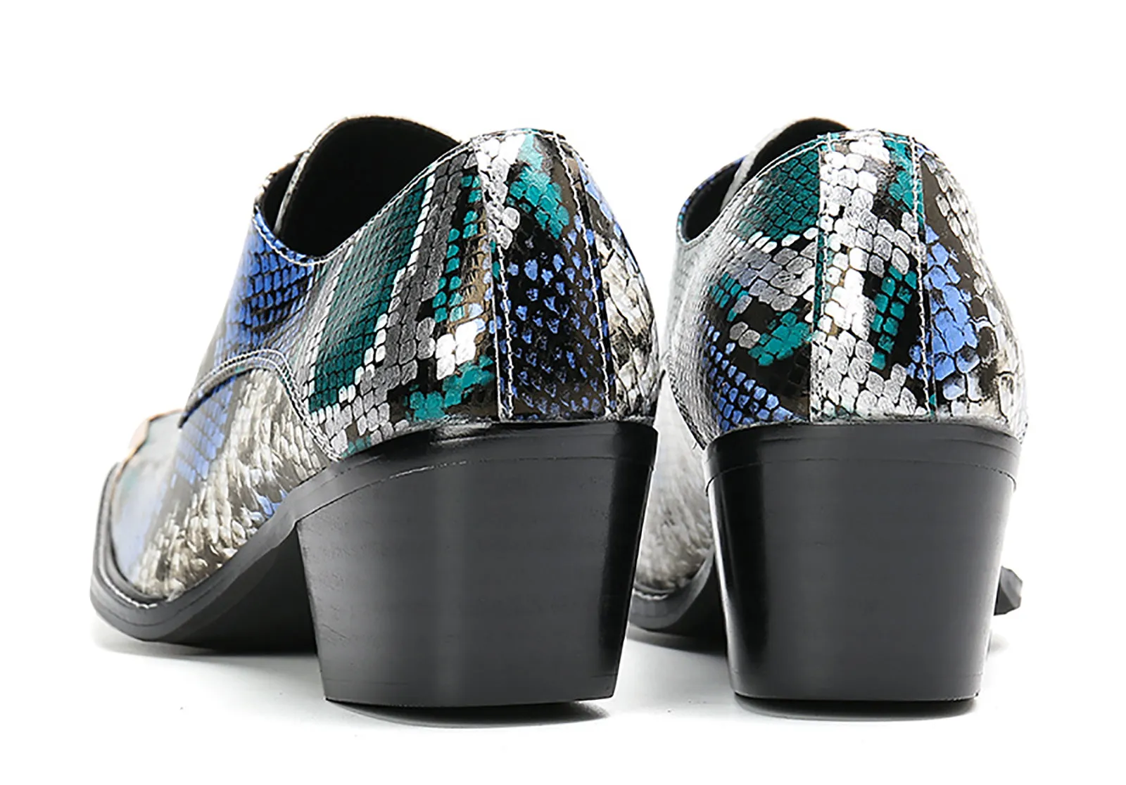 Men's Square Metal Tip Western Lace Up Shoes