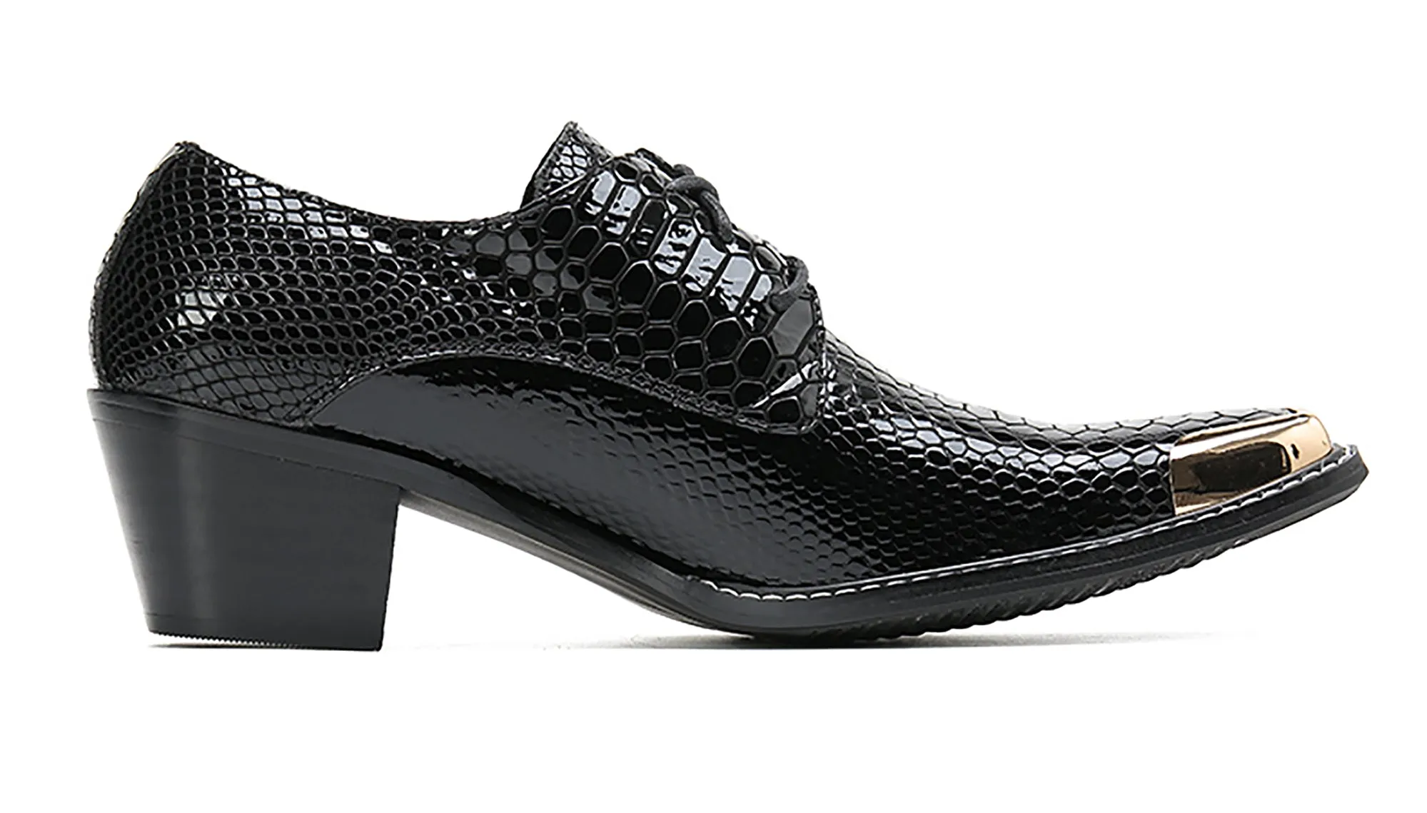 Men's Square Metal Tip Western Lace Up Shoes