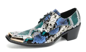 Men's Square Metal Tip Western Lace Up Shoes