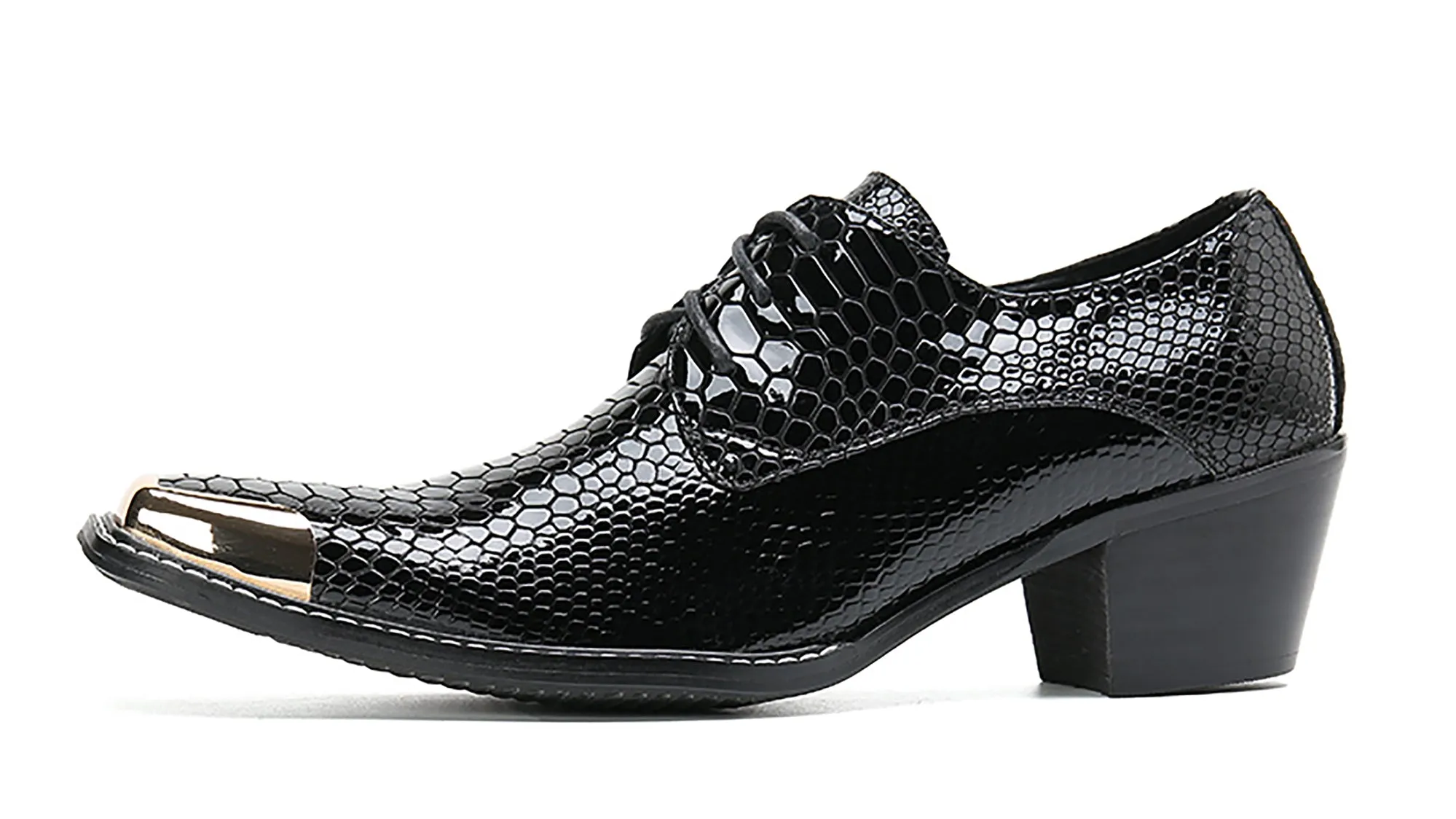 Men's Square Metal Tip Western Lace Up Shoes