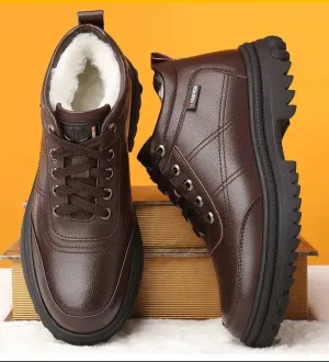 Men's Trendy Vegan Leather Walking Boots With Fur Inside | Ideal for All Seasons