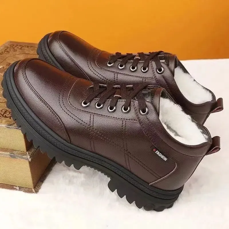 Men's Trendy Vegan Leather Walking Boots With Fur Inside | Ideal for All Seasons