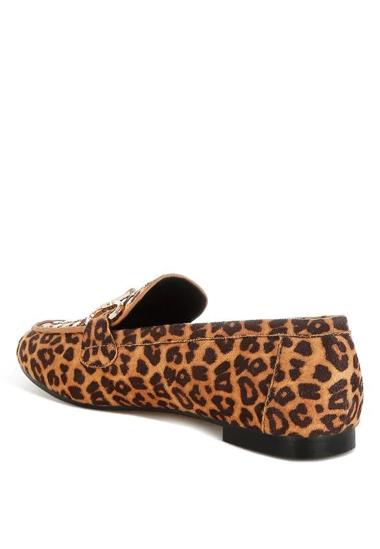 Meopa Horsebit Studs Leopard Print Loafers