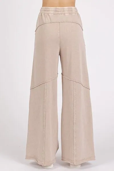 Mittoshop Asymmetric Seam Mineral Wash Elastic Waist Pants
