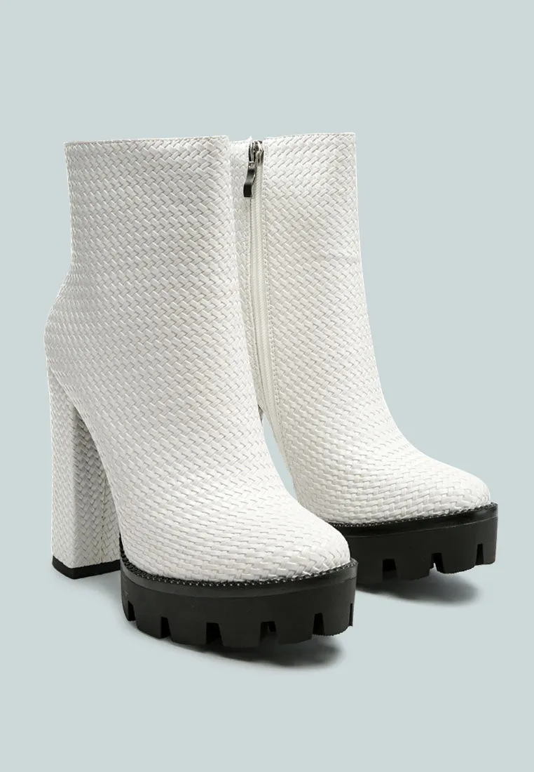 Moleski Textured Block Heeled Boots By Ruw
