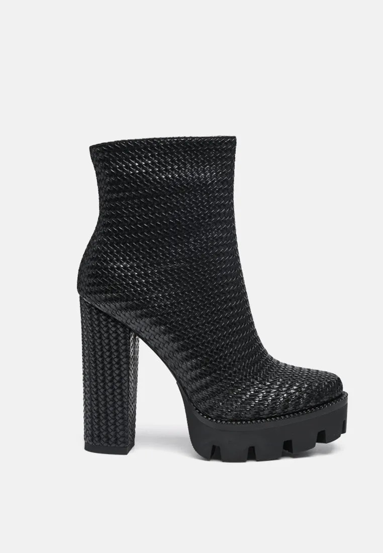 Moleski Textured Block Heeled Boots By Ruw