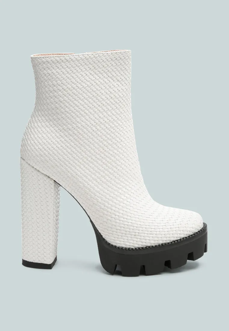 Moleski Textured Block Heeled Boots By Ruw