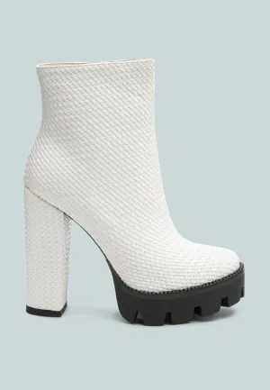Moleski Textured Block Heeled Boots By Ruw