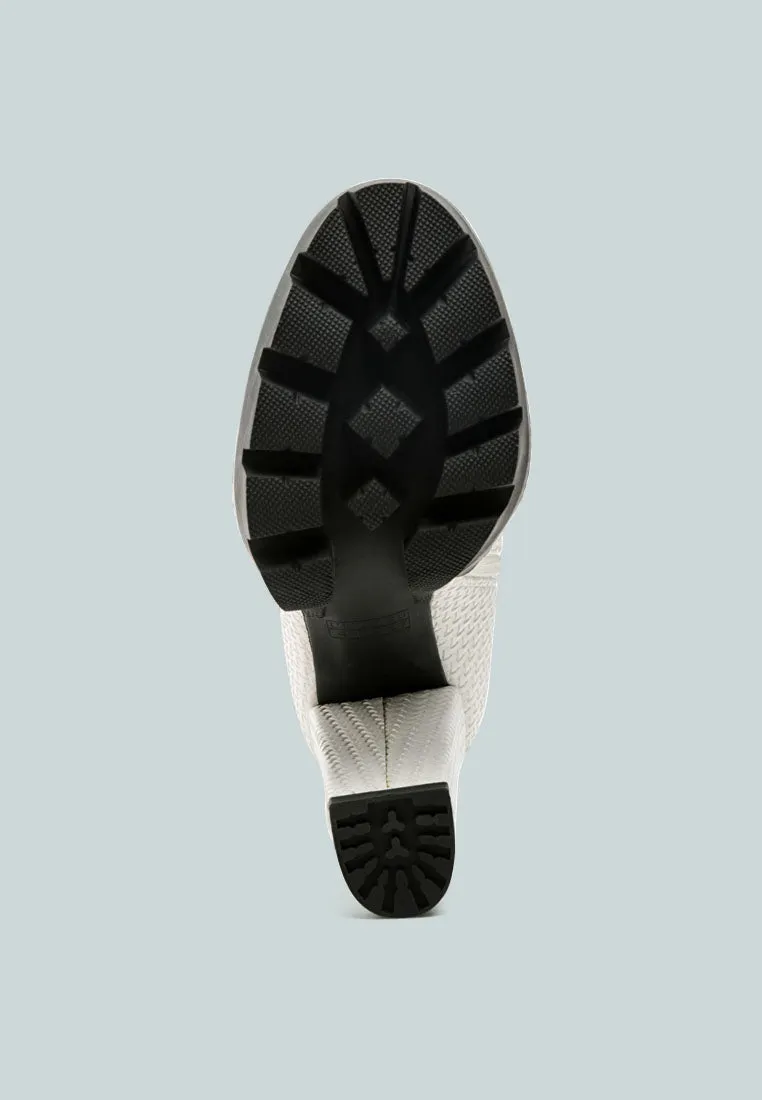Moleski Textured Block Heeled Boots By Ruw