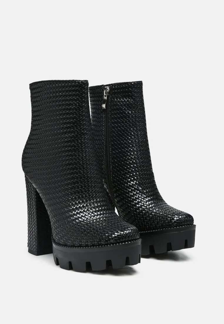 Moleski Textured Block Heeled Boots By Ruw