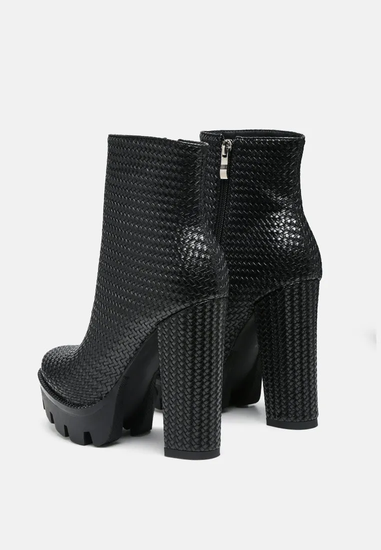 Moleski Textured Block Heeled Boots By Ruw