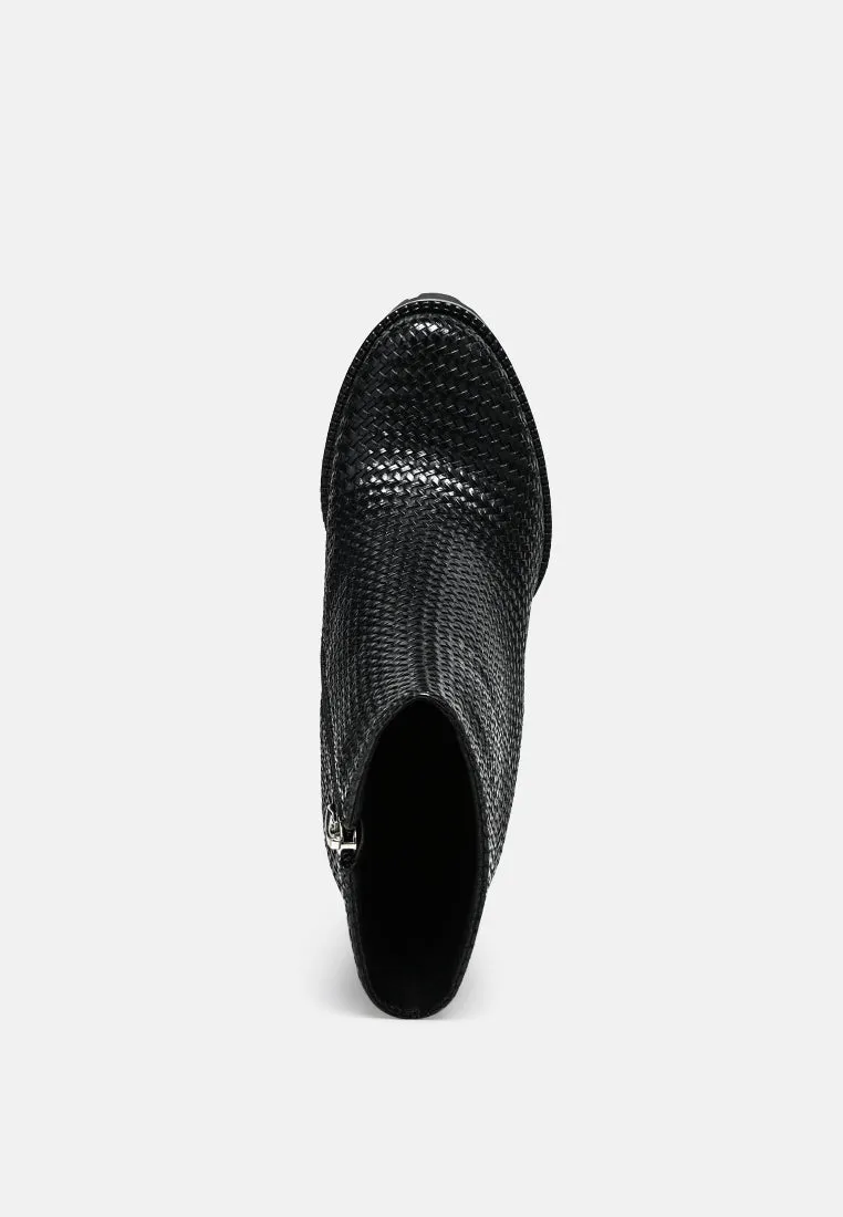 Moleski Textured Block Heeled Boots By Ruw