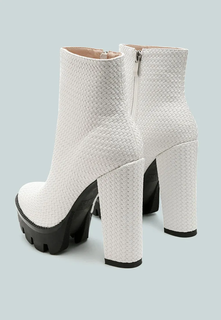 Moleski Textured Block Heeled Boots By Ruw