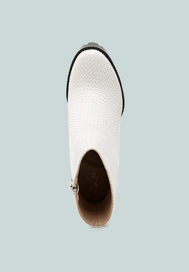 Moleski Textured Block Heeled Boots By Ruw