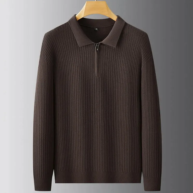 Obsidian Phoenix Luxury Thermal Sweater - High-End Soft Warm Men’s Long Sleeve Lapel Pullover in Sizes Up to 8XL