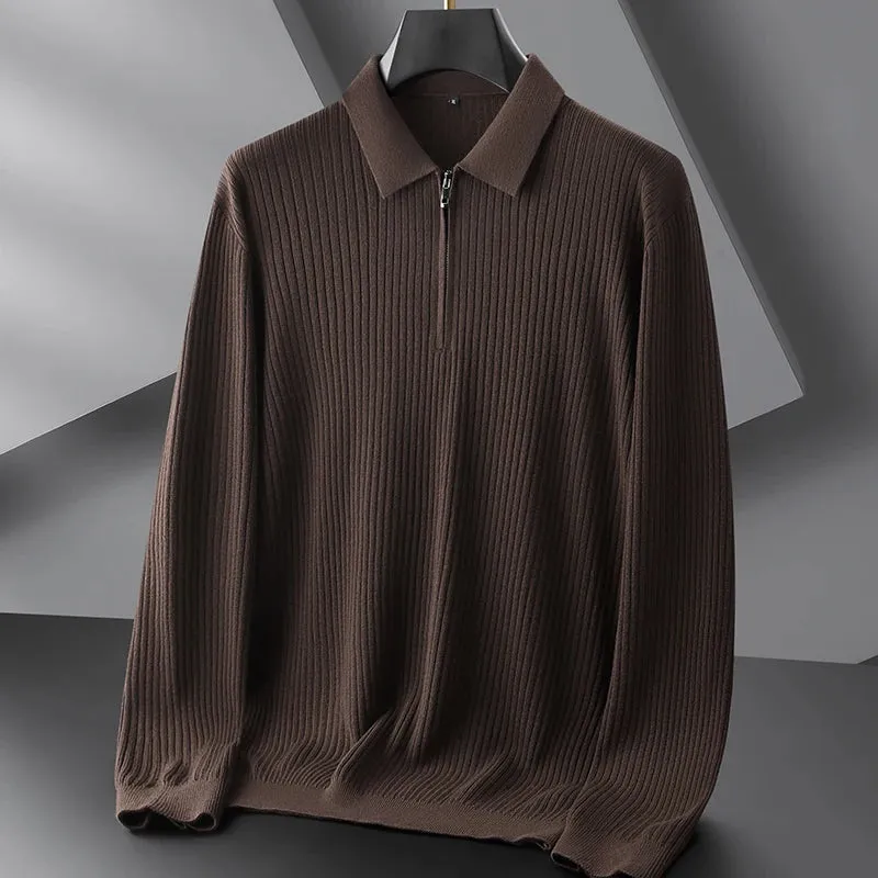 Obsidian Phoenix Luxury Thermal Sweater - High-End Soft Warm Men’s Long Sleeve Lapel Pullover in Sizes Up to 8XL