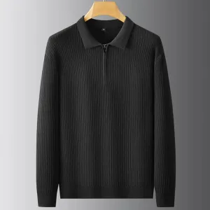 Obsidian Phoenix Luxury Thermal Sweater - High-End Soft Warm Men’s Long Sleeve Lapel Pullover in Sizes Up to 8XL