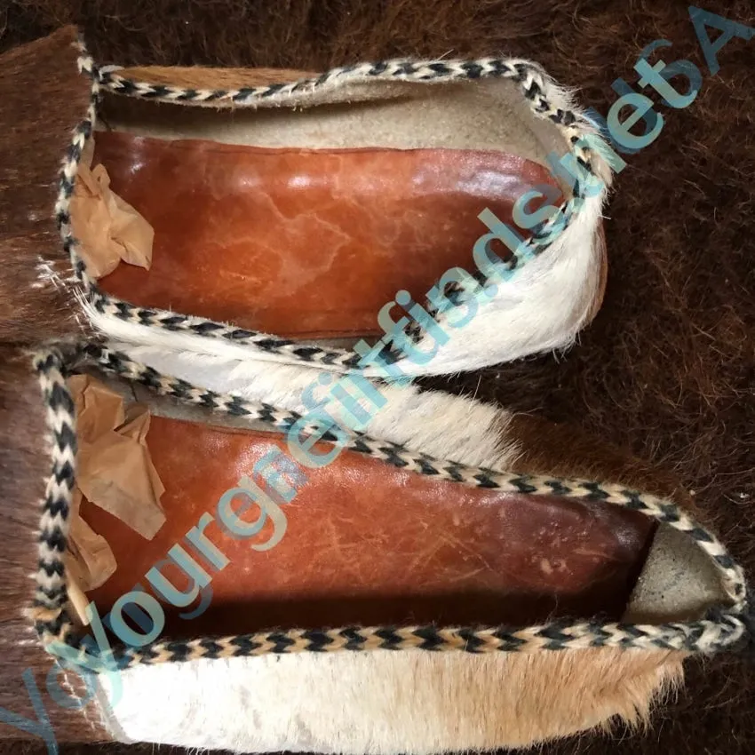 Old Hair on Cowhide Loafer Slippers Shoes 8