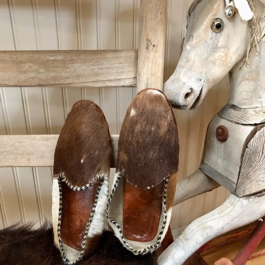 Old Hair on Cowhide Loafer Slippers Shoes 8