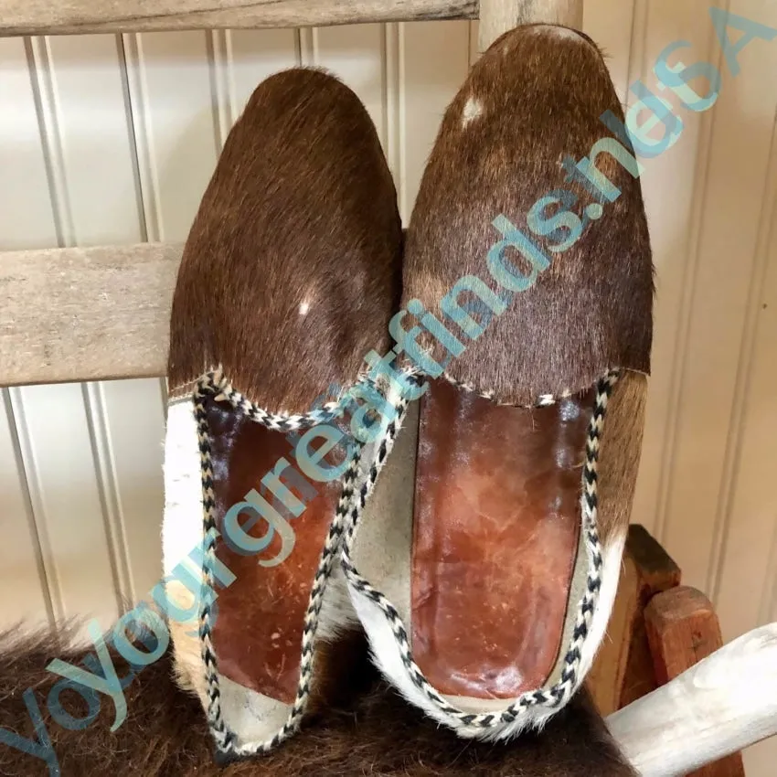 Old Hair on Cowhide Loafer Slippers Shoes 8