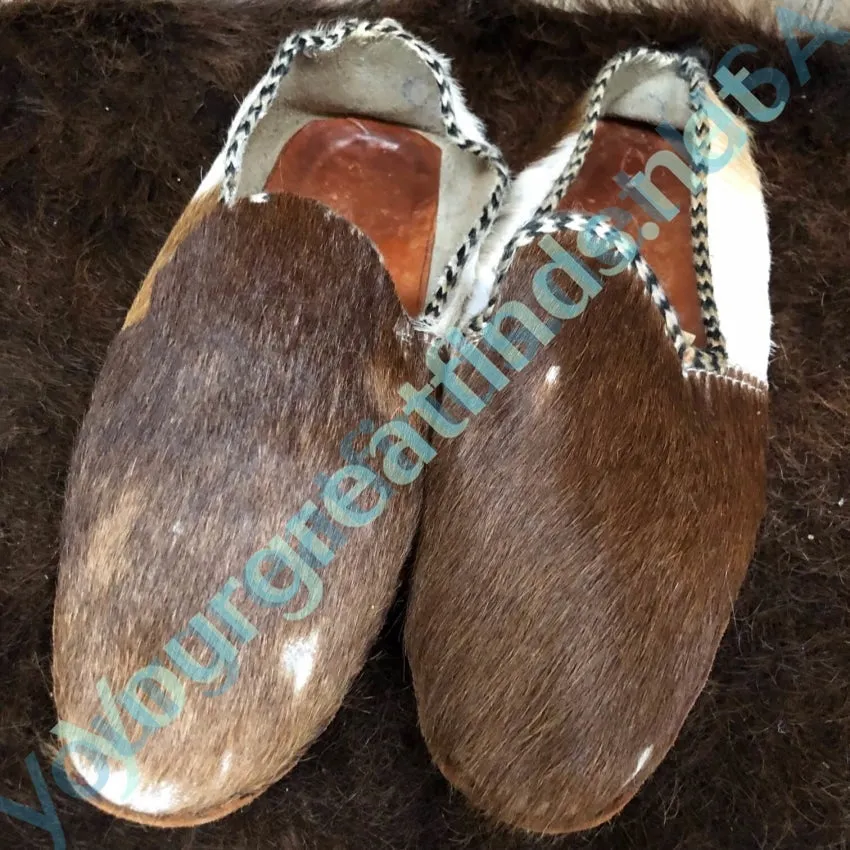 Old Hair on Cowhide Loafer Slippers Shoes 8