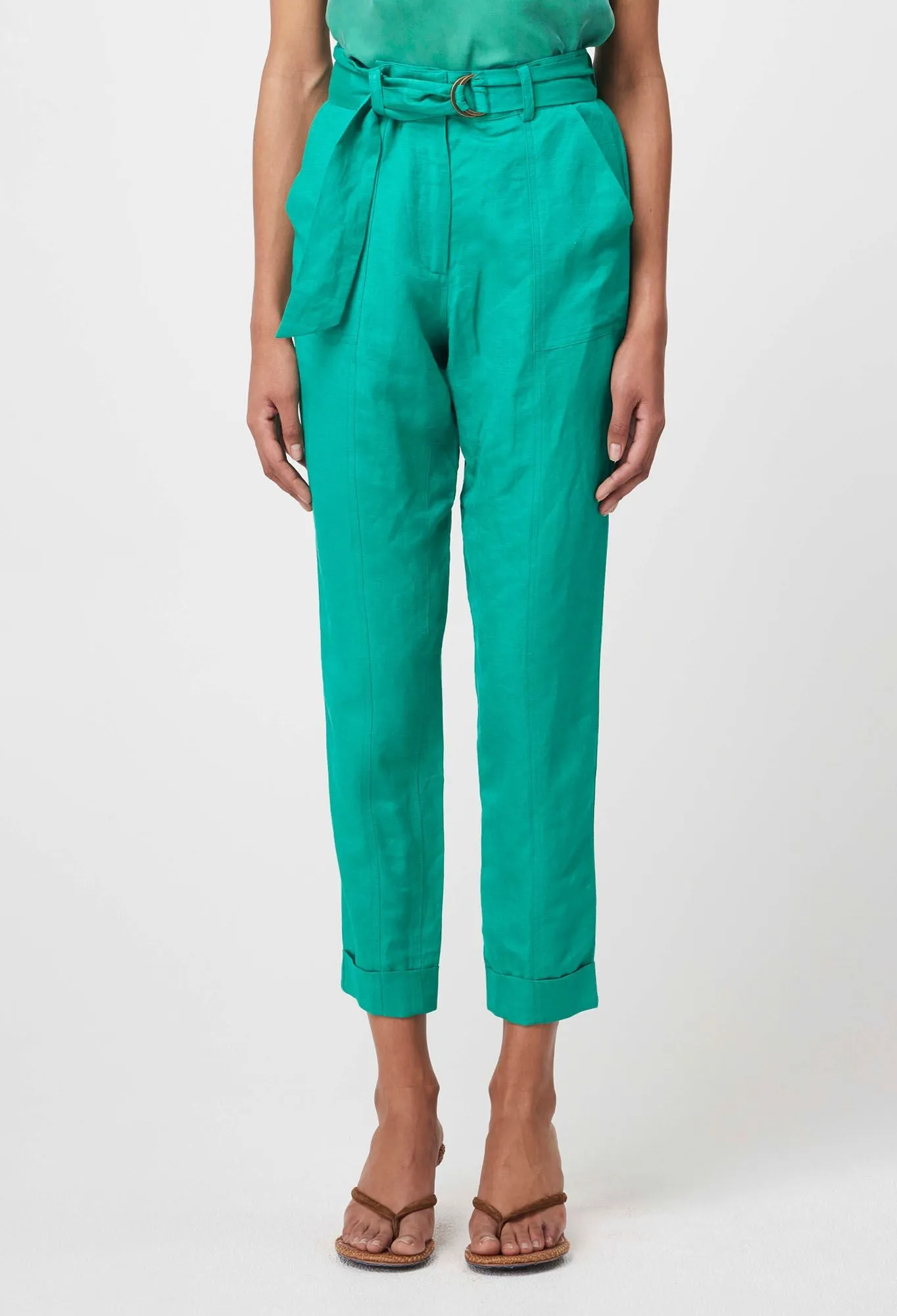Once Was - Transit Linen Viscose Pant - Bay Green