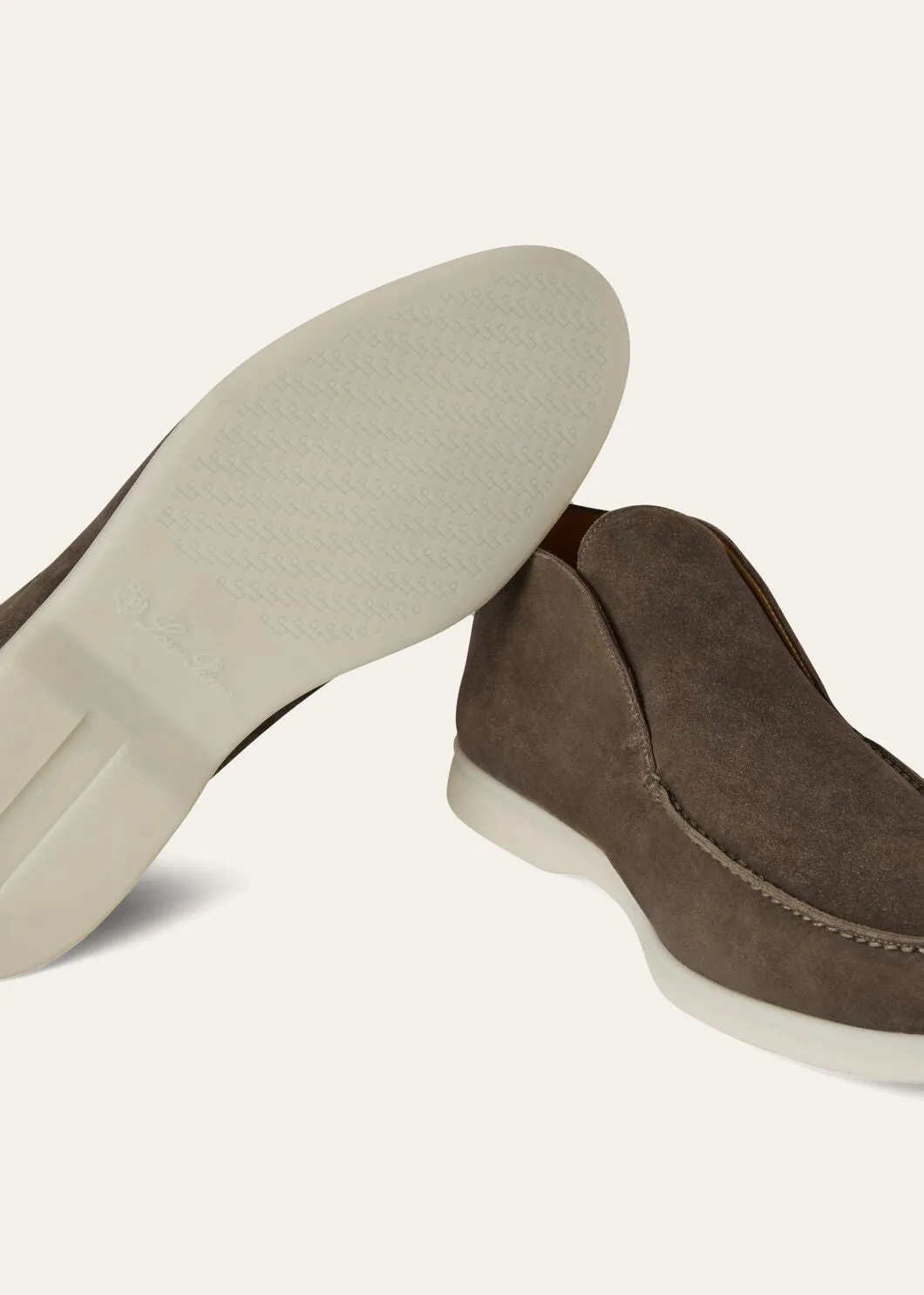 Open Walk Boots in Warm Grey Suede