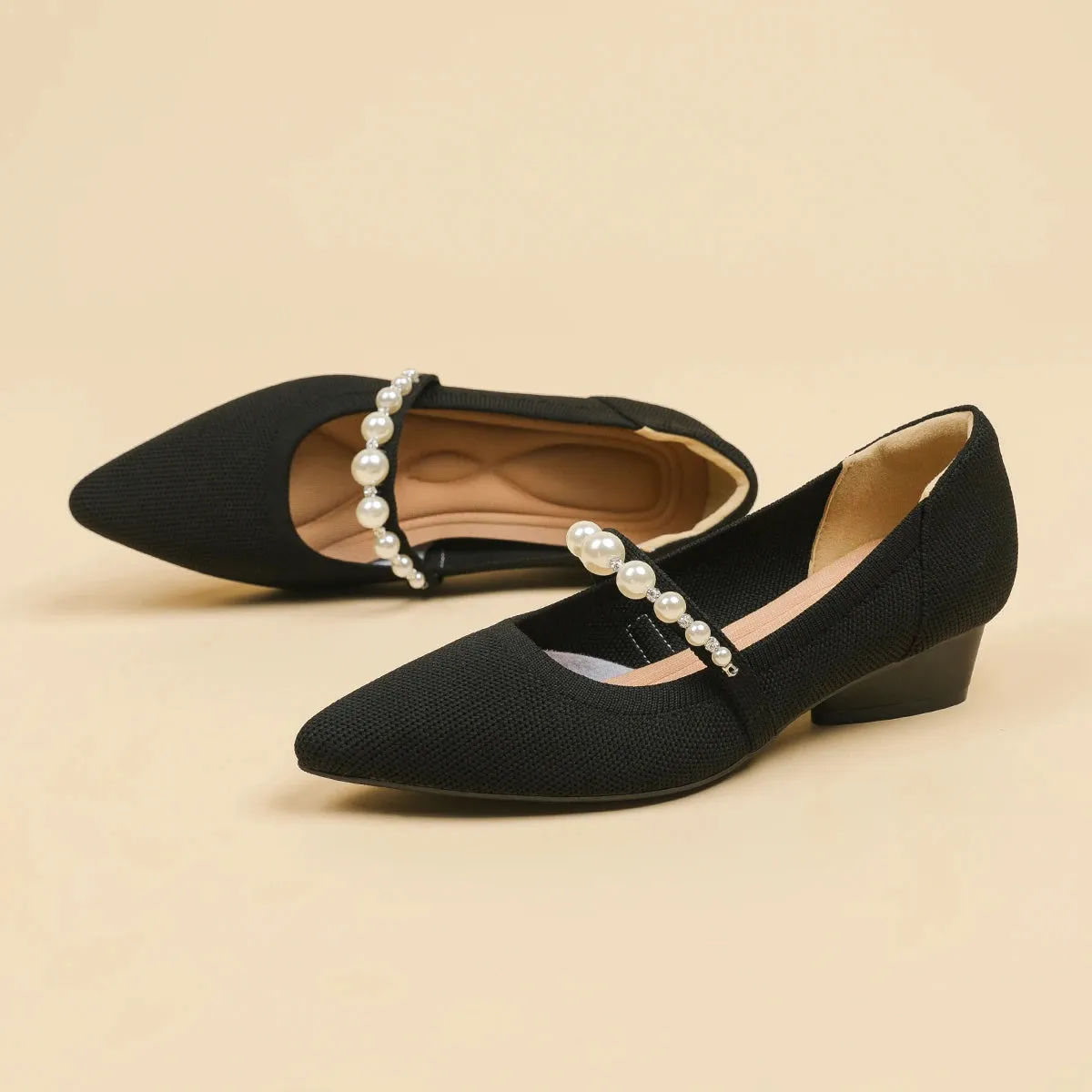 Pearl Low Heel Pumps