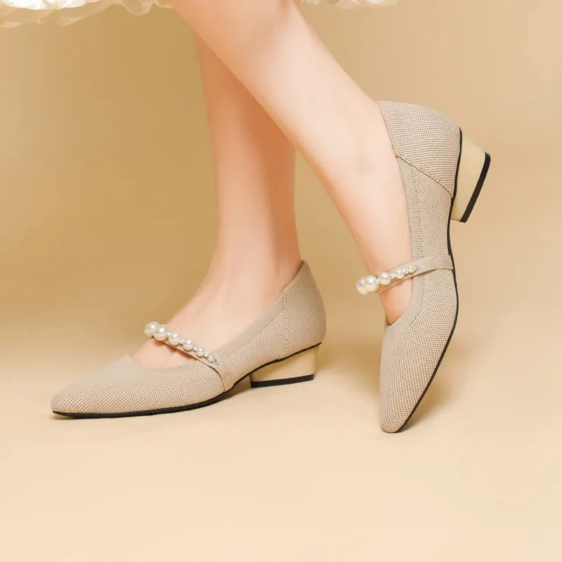 Pearl Low Heel Pumps