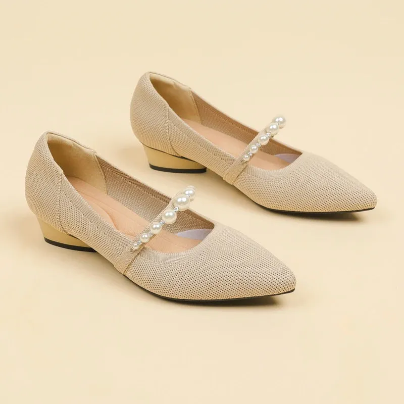 Pearl Low Heel Pumps