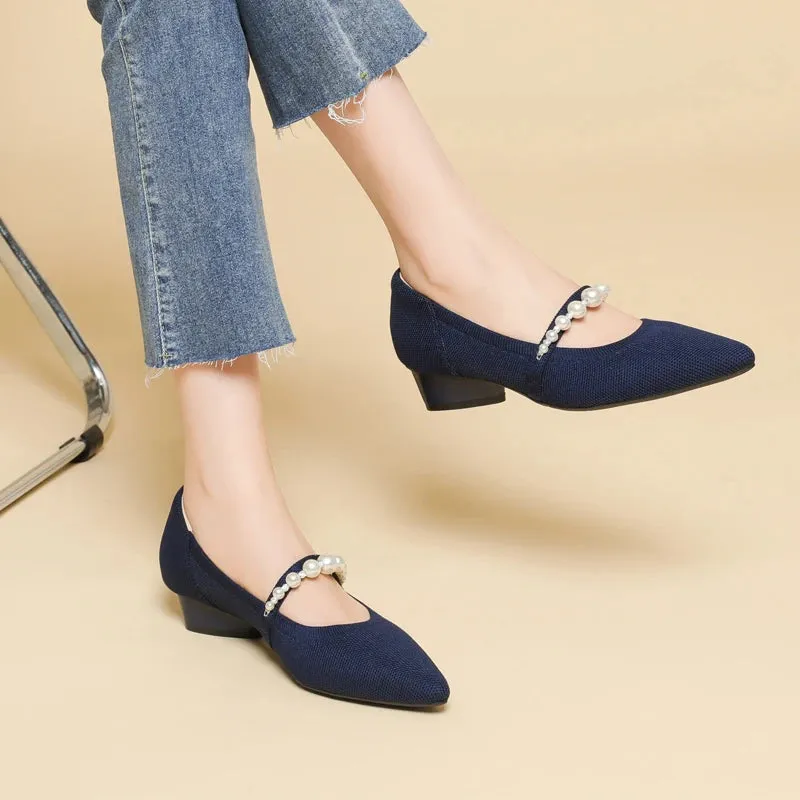 Pearl Low Heel Pumps