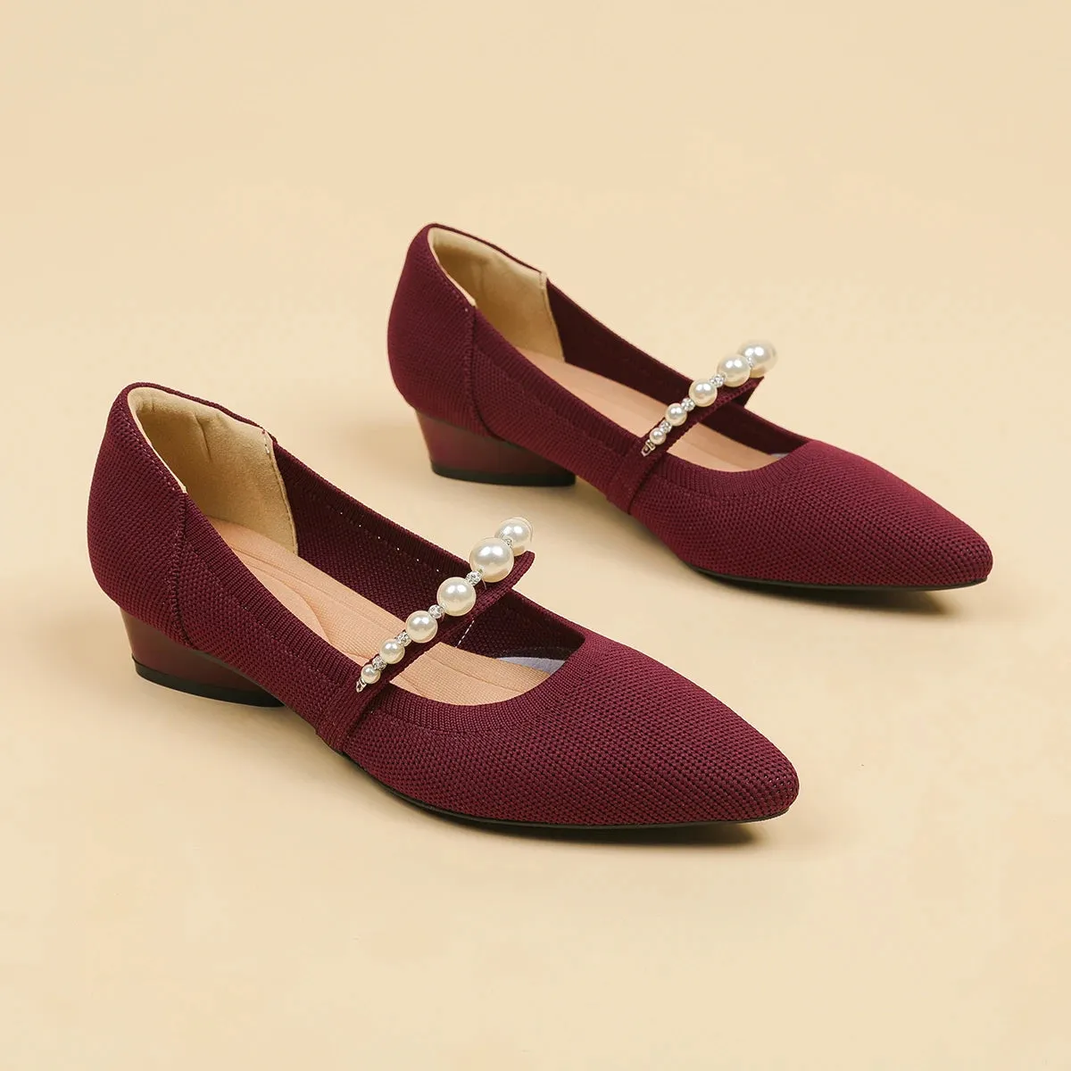 Pearl Low Heel Pumps