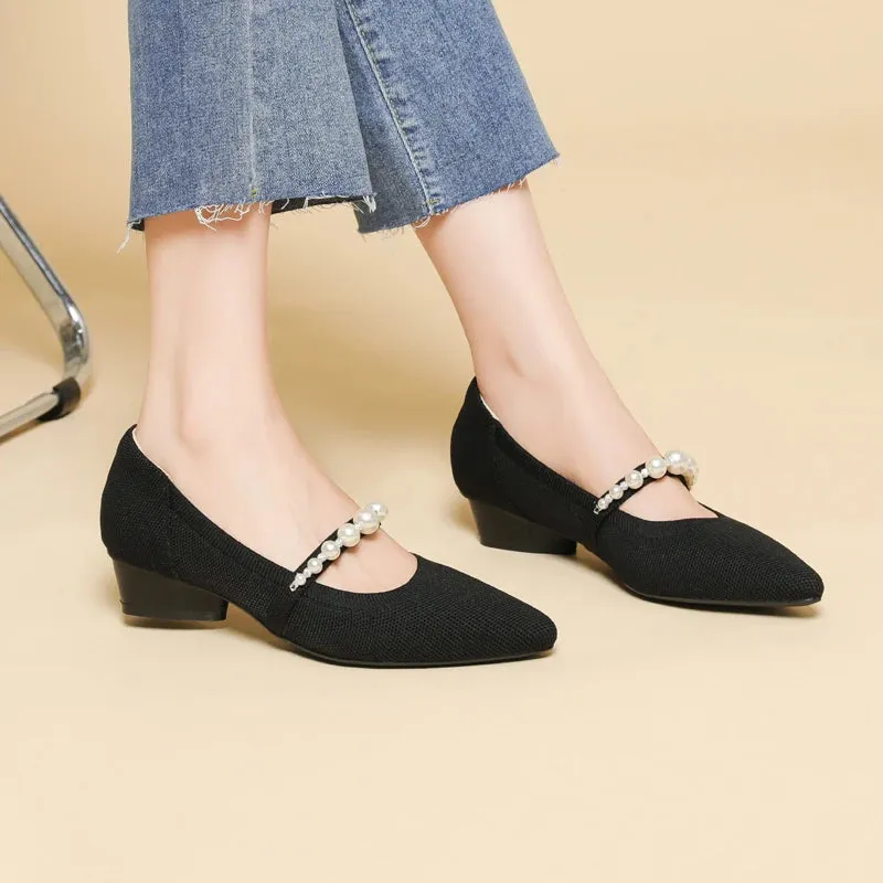 Pearl Low Heel Pumps