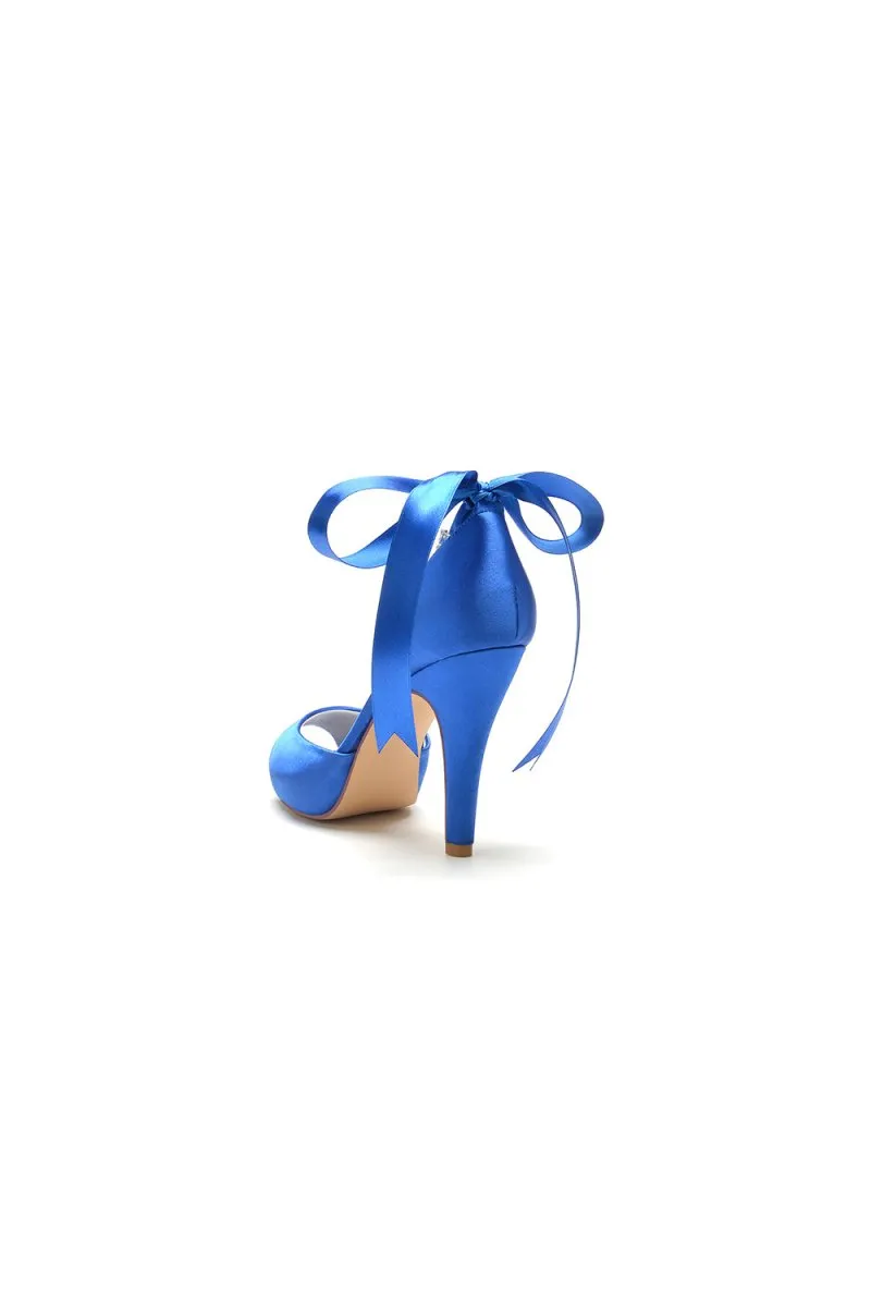 Peep Toe Stiletto Heels with Ankle Rhinestone Strap