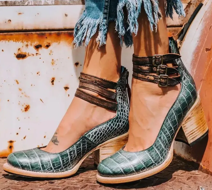 Remy | Crocodile Pattern Heels
