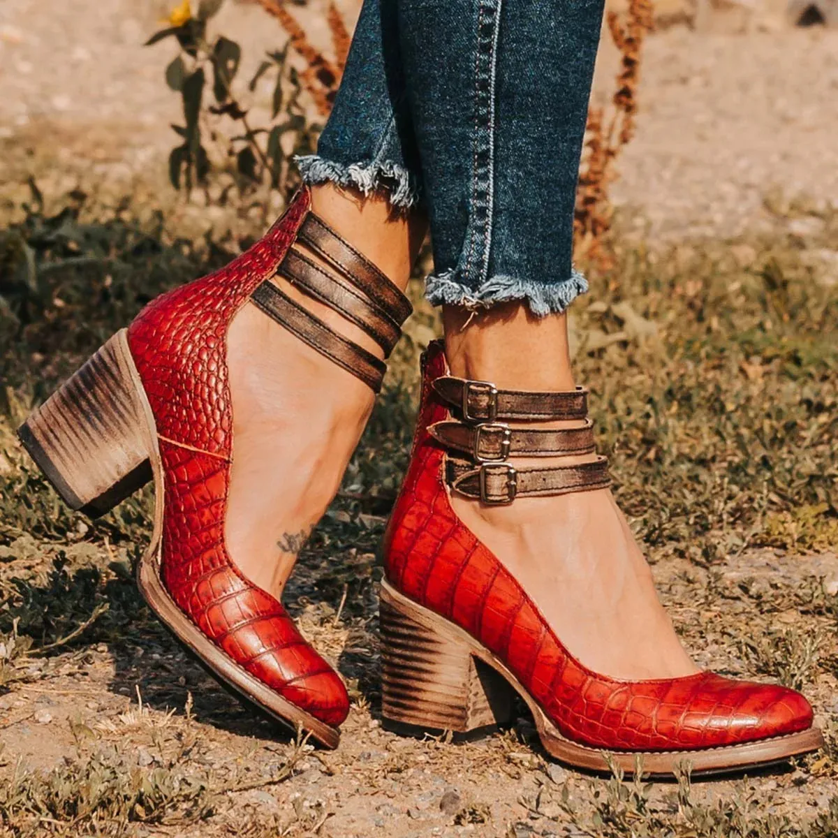 Remy | Crocodile Pattern Heels
