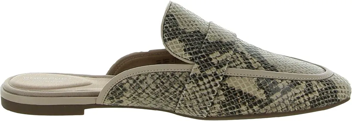 Rockport Womens Laylani Leather Snake Print Loafer Slides Taupe 6 Medium (B,M)