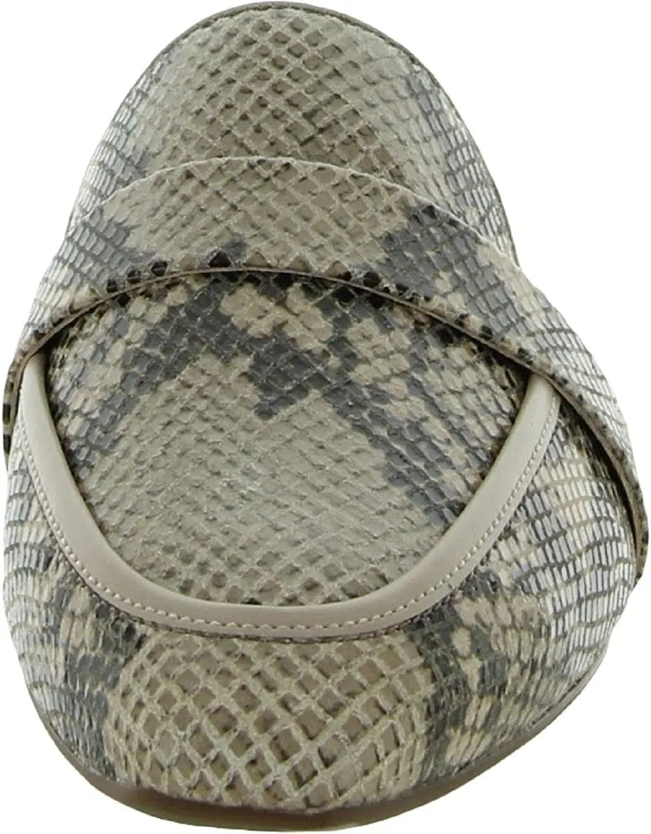 Rockport Womens Laylani Leather Snake Print Loafer Slides Taupe 6 Medium (B,M)