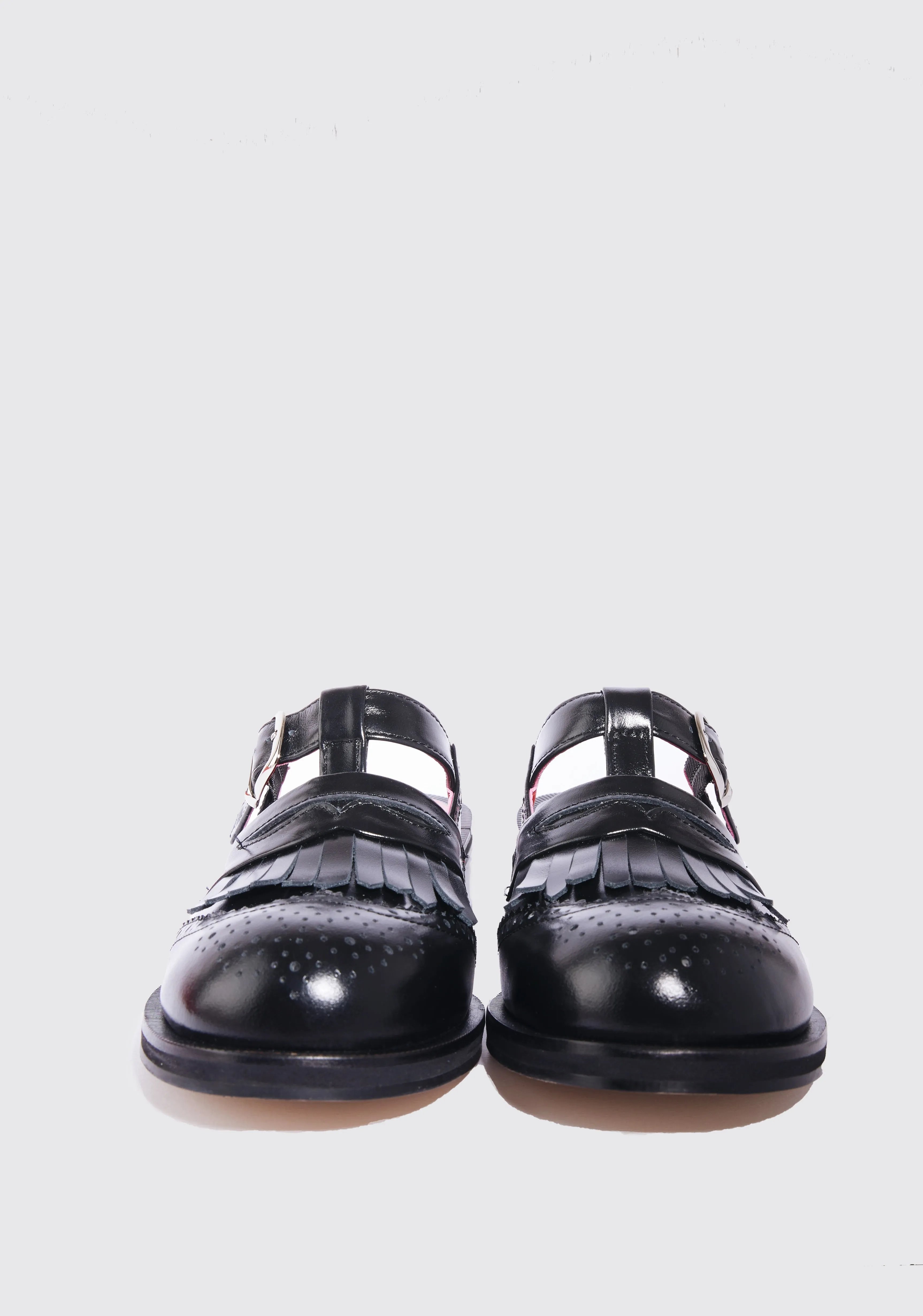 Rouen Classic Round-Toe Loafer Mules : Black