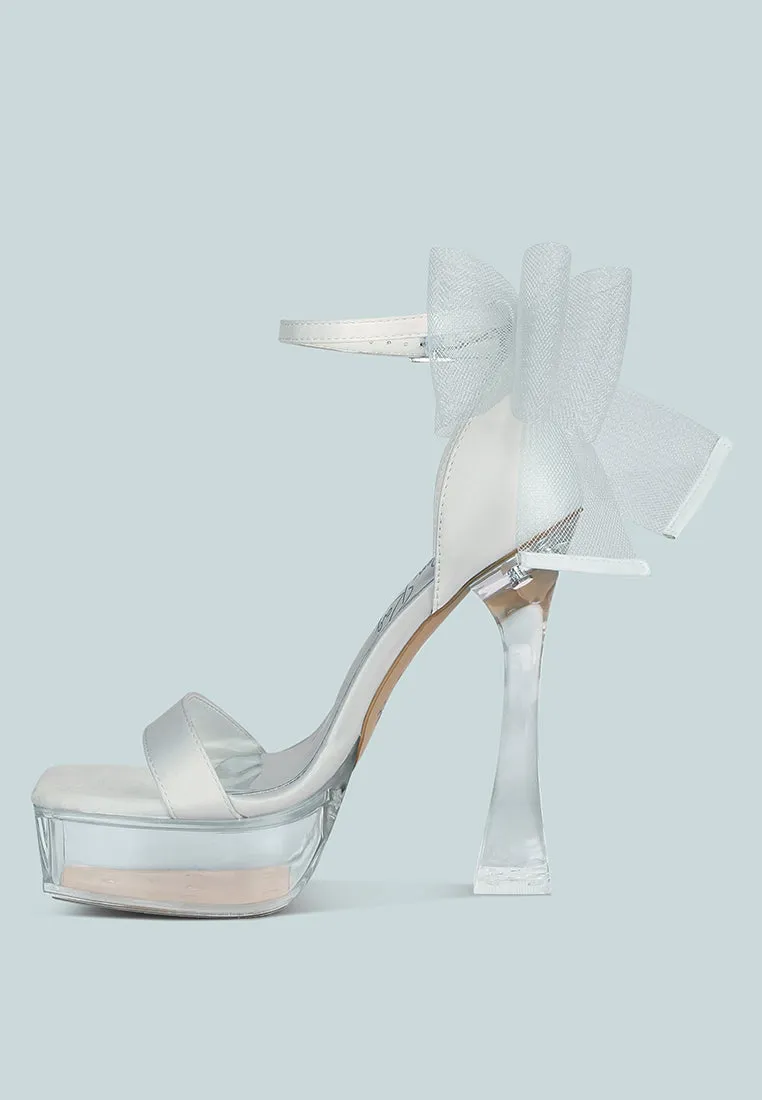 Satin Clear High Heeled Bow Sandals By RAG