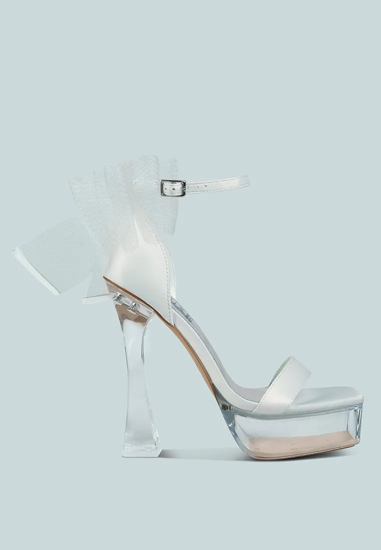 Satin Clear High Heeled Bow Sandals By RAG