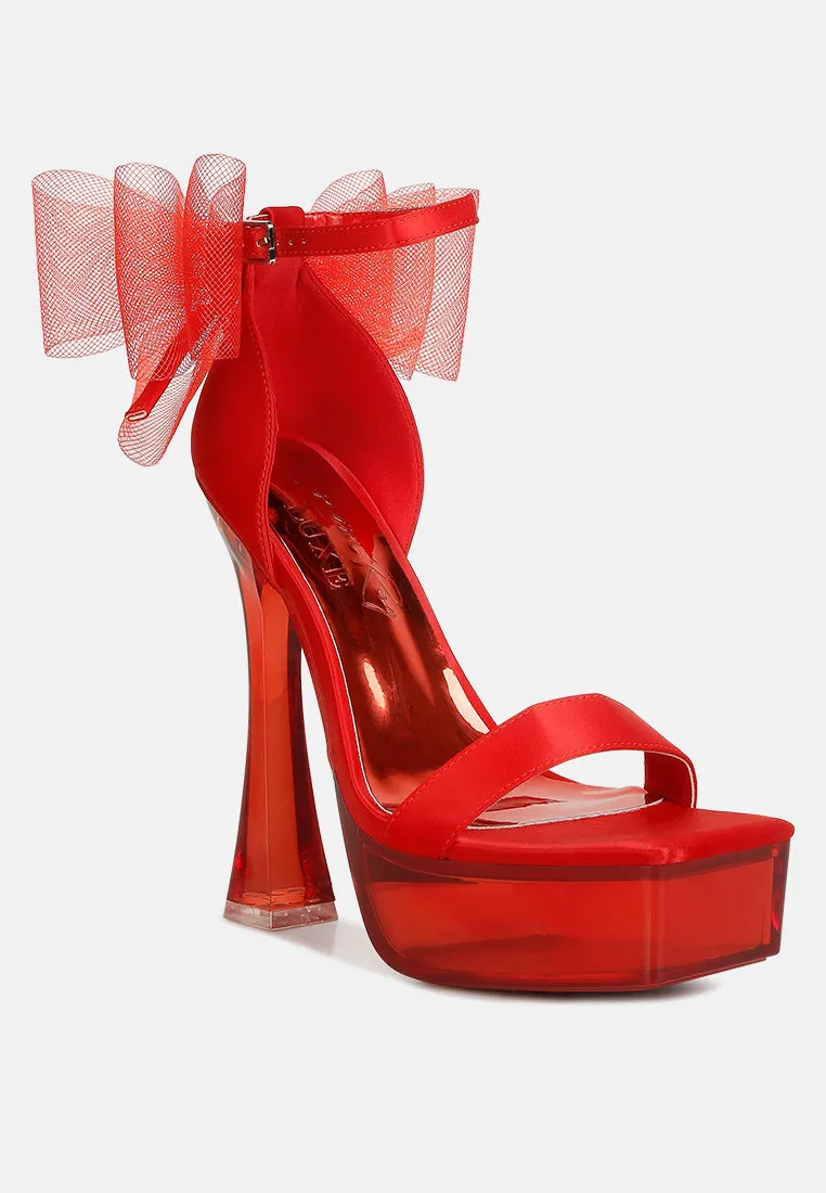 Satin Clear High Heeled Bow Sandals By RAG