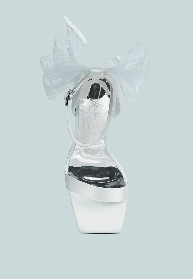 Satin Clear High Heeled Bow Sandals By RAG