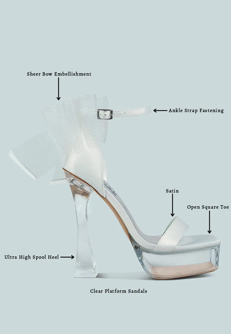 Satin Clear High Heeled Bow Sandals By RAG