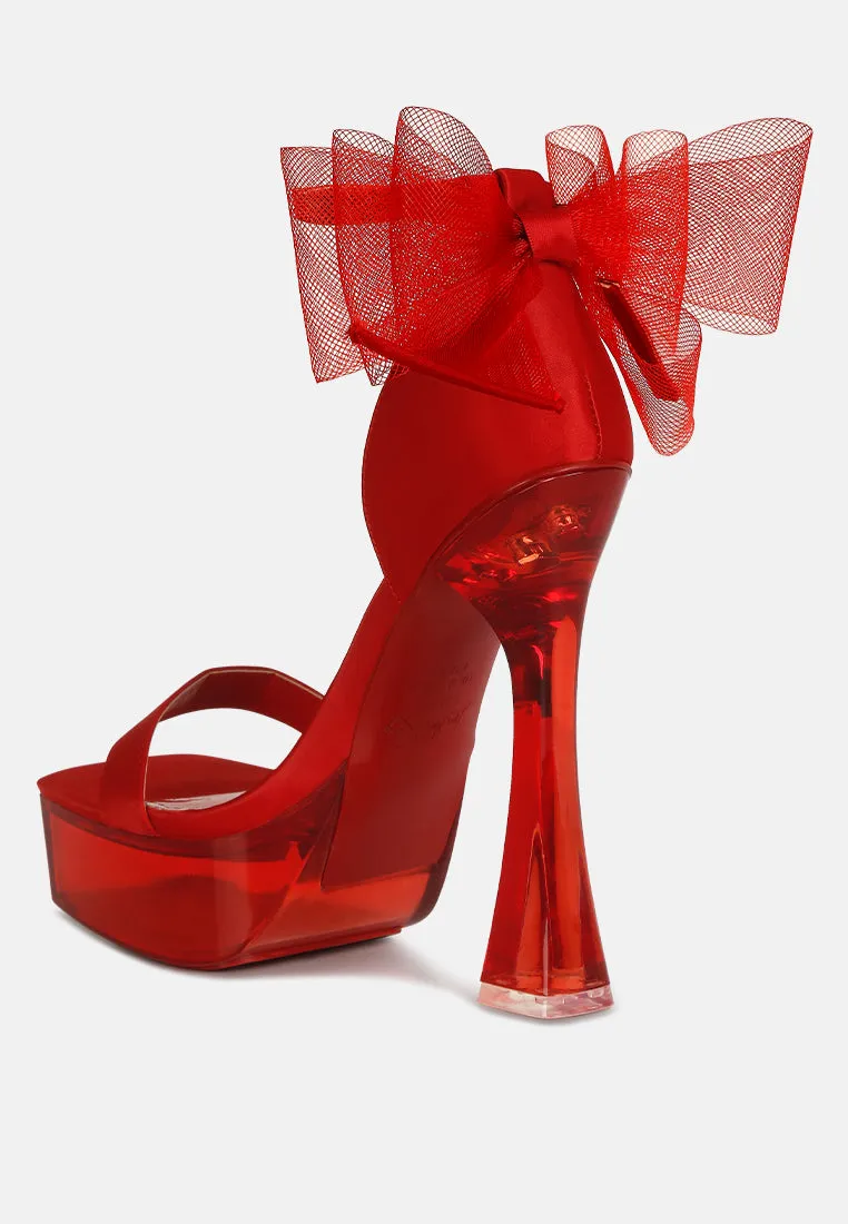 Satin Clear High Heeled Bow Sandals By RAG