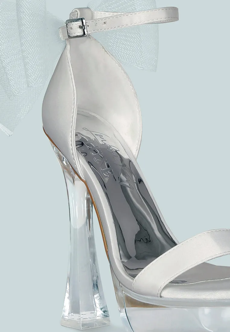 Satin Clear High Heeled Bow Sandals By RAG