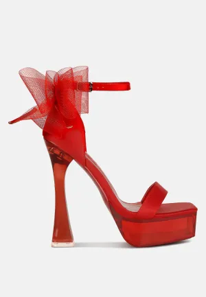 Satin Clear High Heeled Bow Sandals By RAG