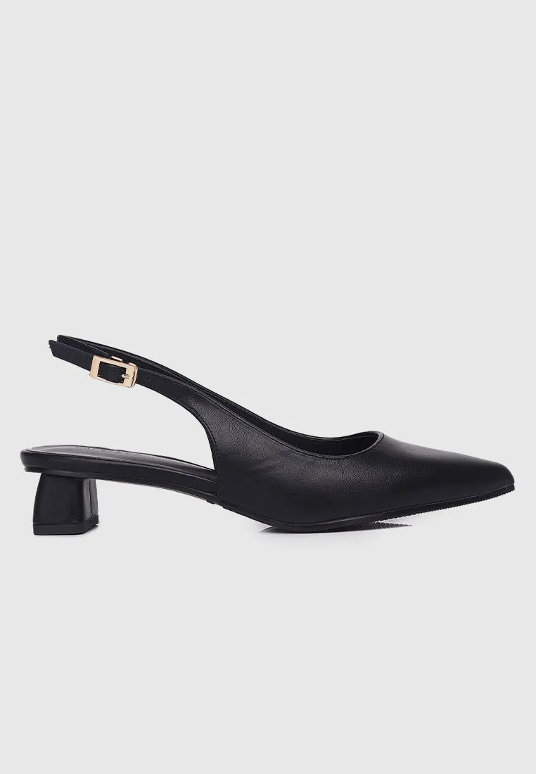 Sirena Slingback Heels (Black)